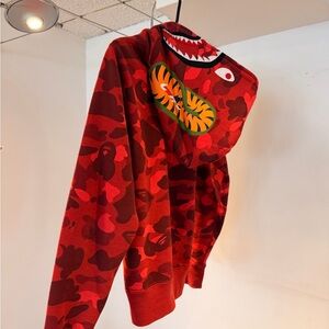 BAPE red shark camo full-zip hoodie